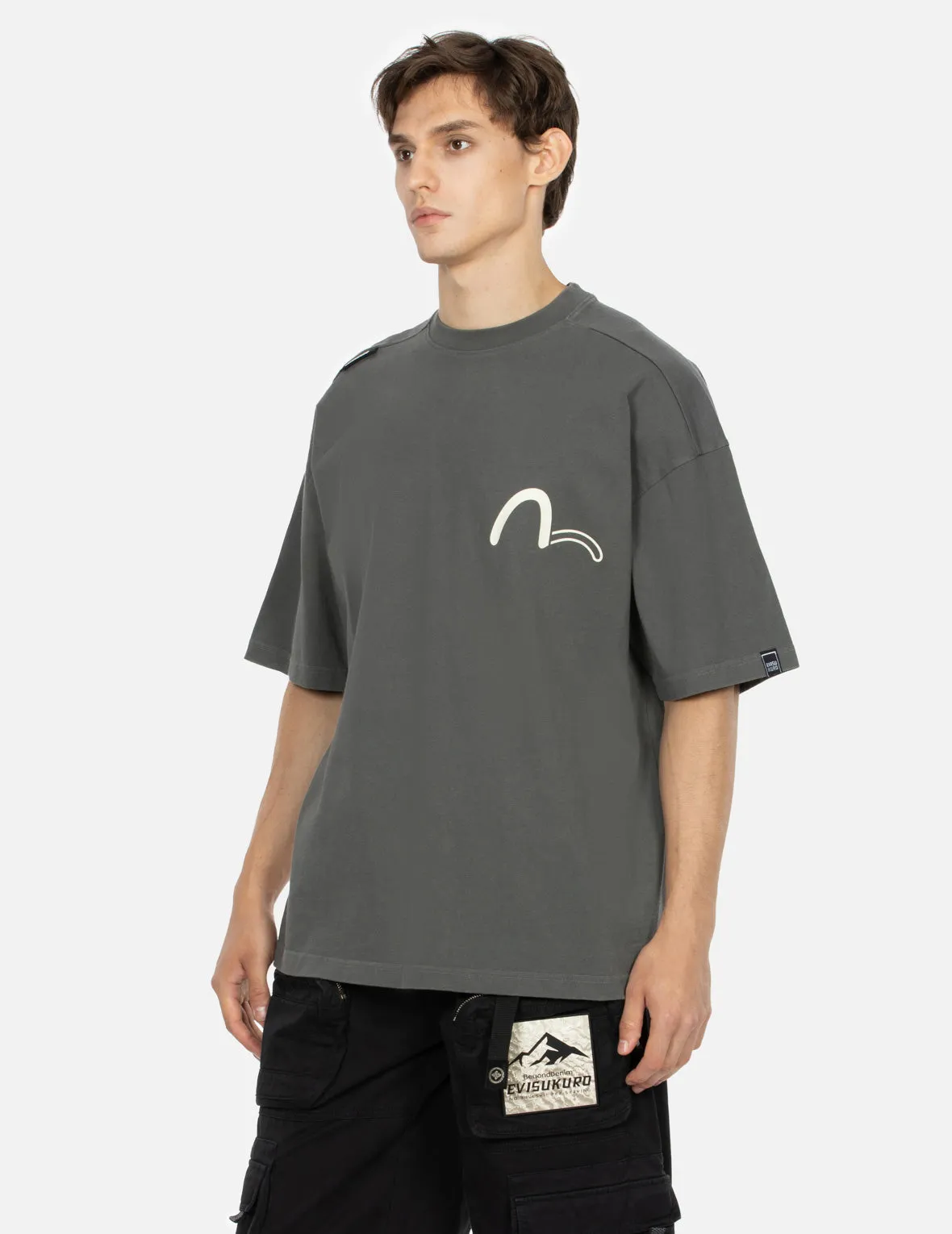 Metallic Effect Logo Print Oversized T-shirt