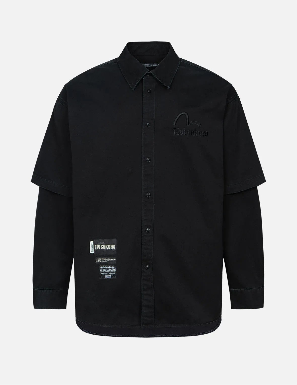 Metallic Seagull and Logo Print Relax Fit Oxford Shirt