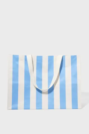 Mid Blue Stripe Carryall Beach Bag