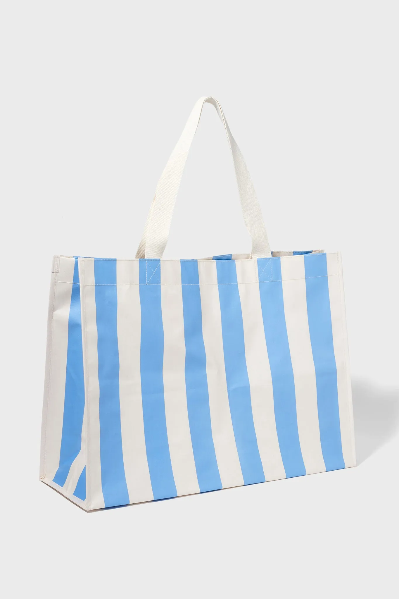 Mid Blue Stripe Carryall Beach Bag