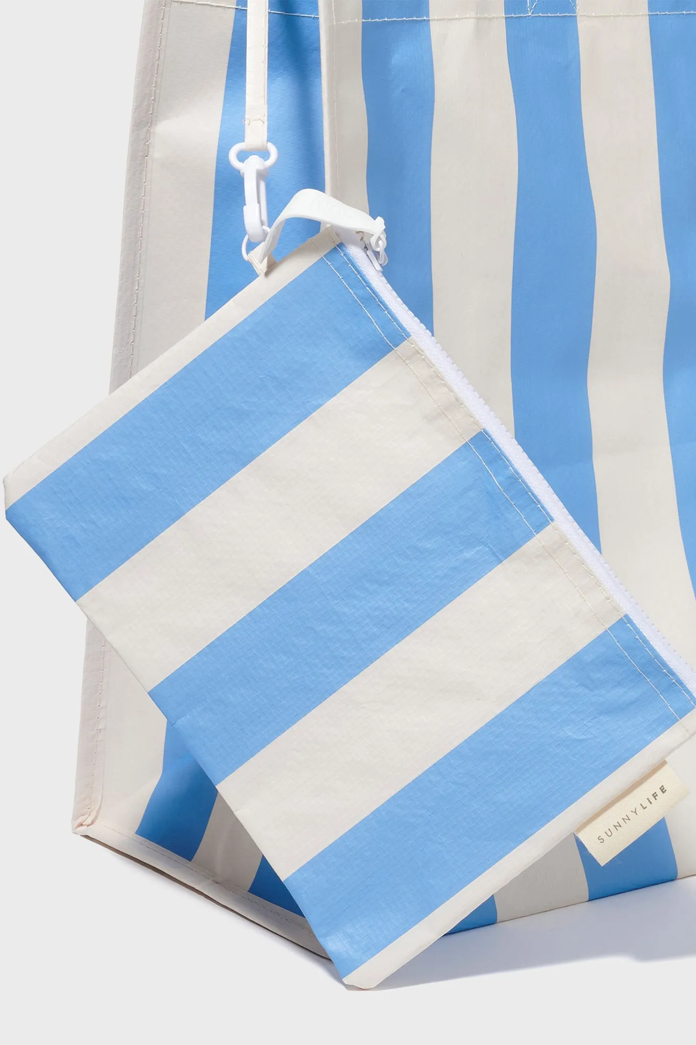 Mid Blue Stripe Carryall Beach Bag