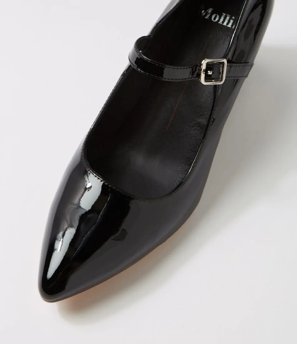 MOLLINI Mellery Black Patent Leather Wedges