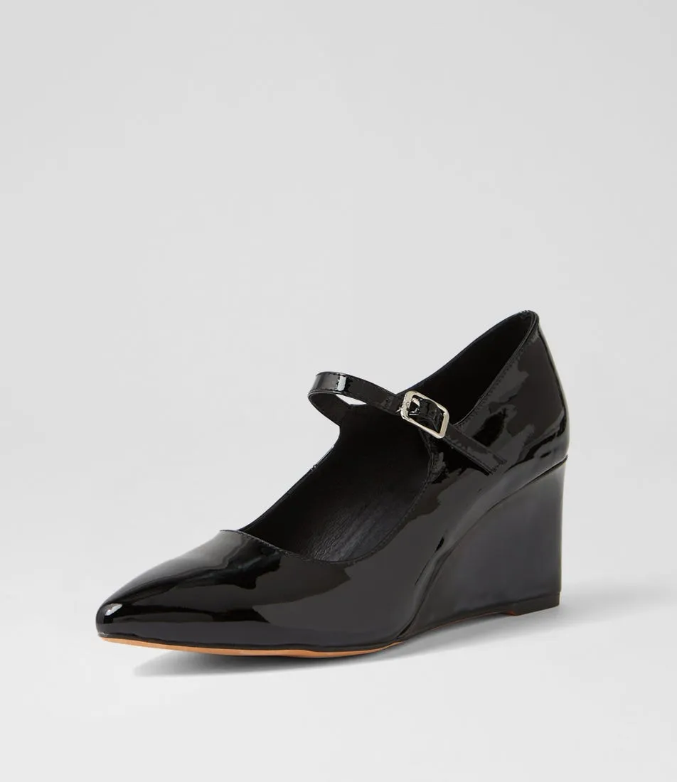 MOLLINI Mellery Black Patent Leather Wedges