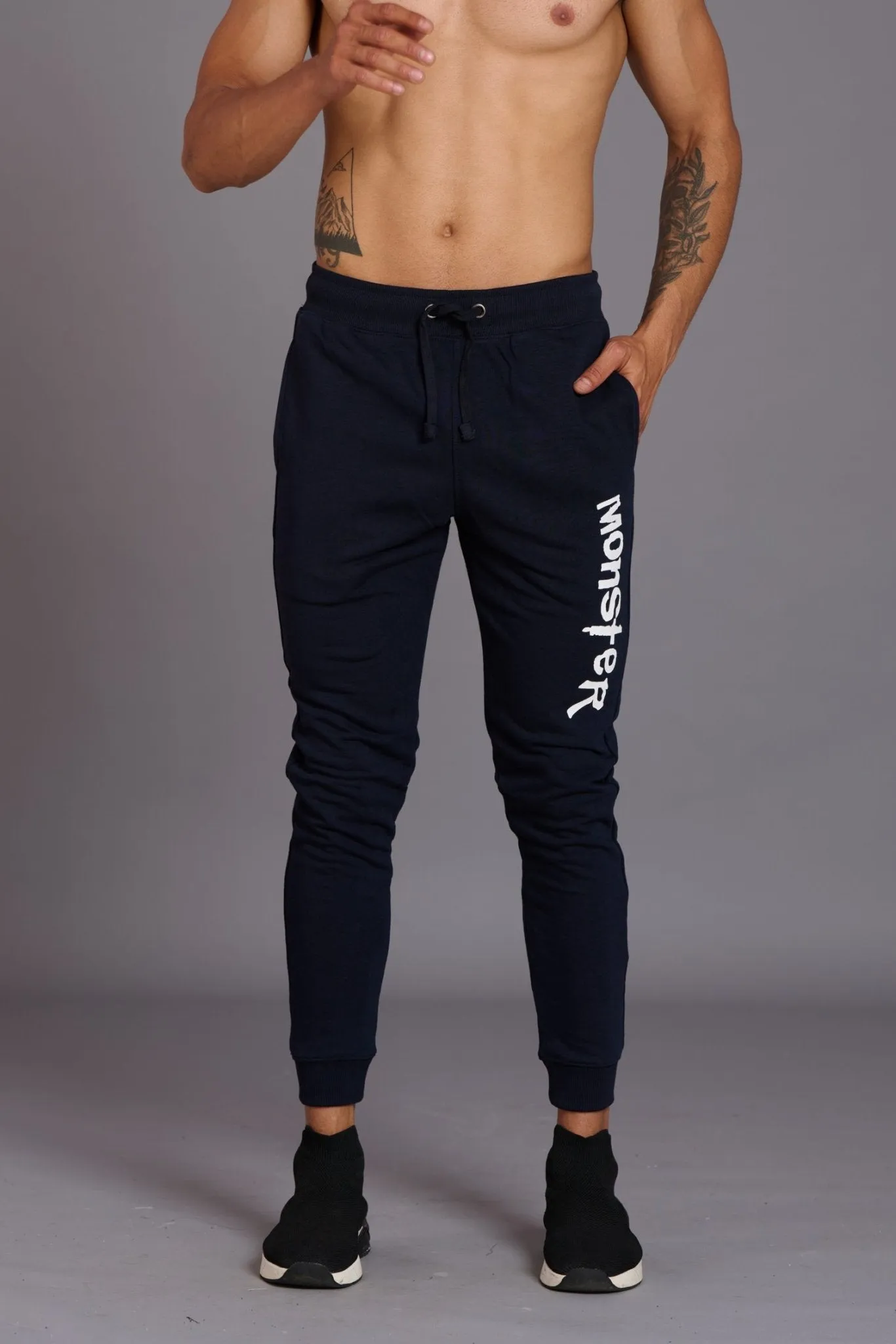 Monster Printed Black Joggers for Men