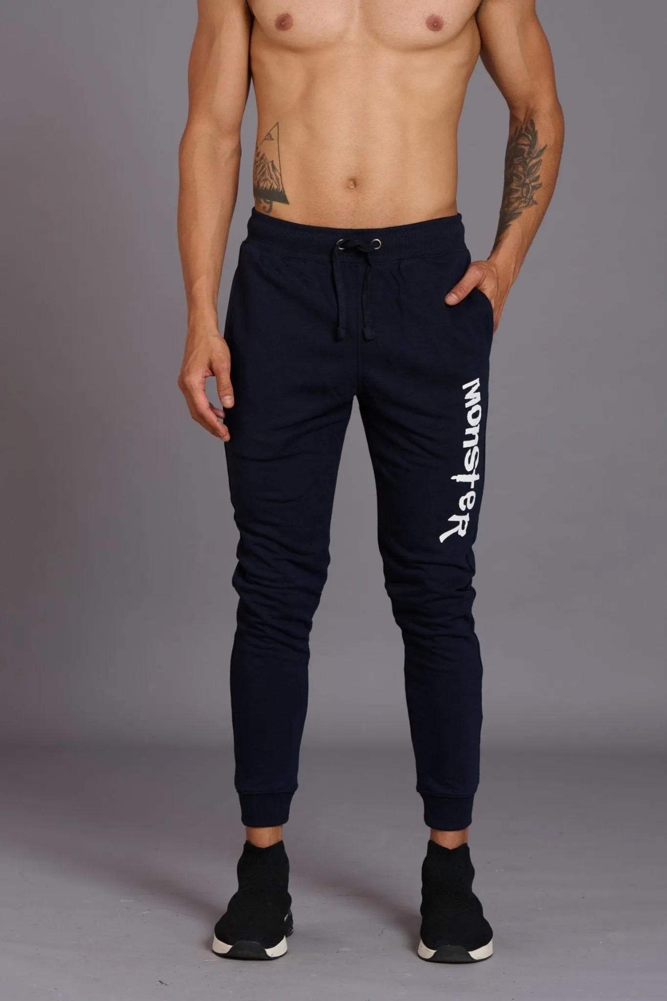 Monster Printed Black Joggers for Men