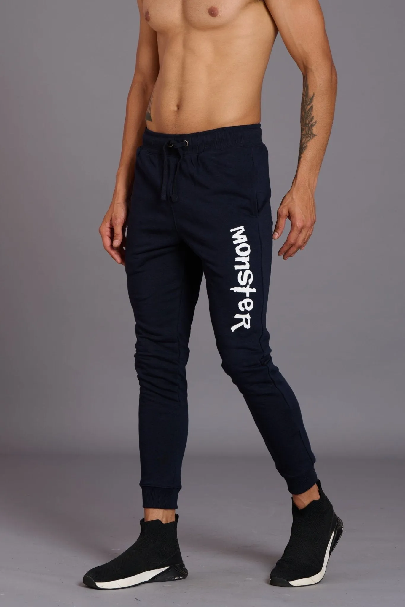 Monster Printed Black Joggers for Men