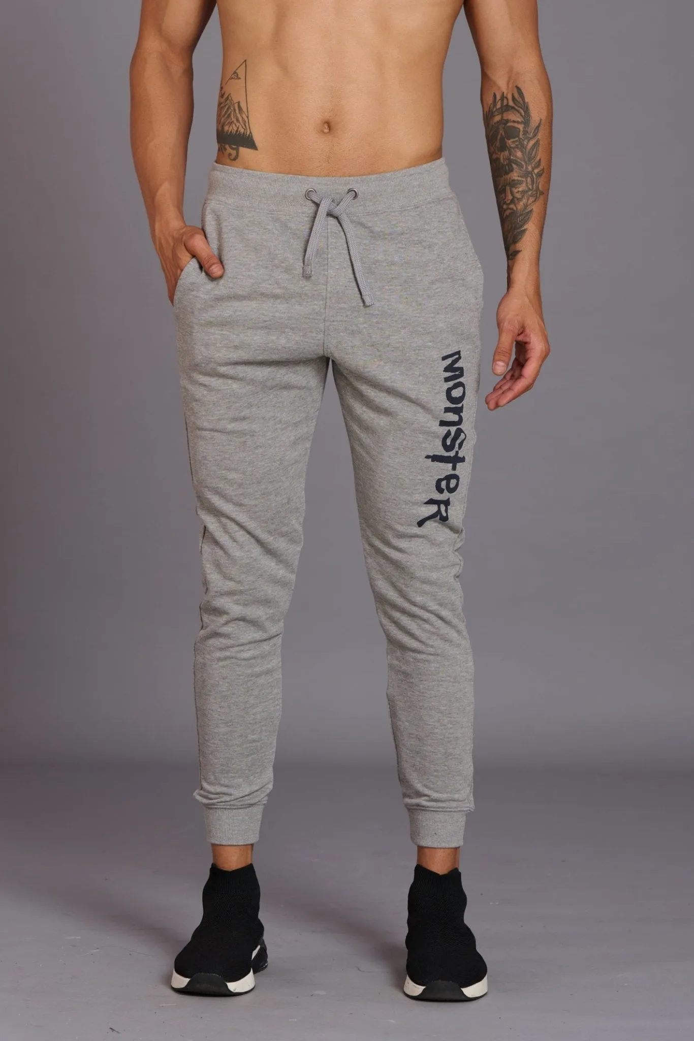 Monster Printed Grey Joggers for Men