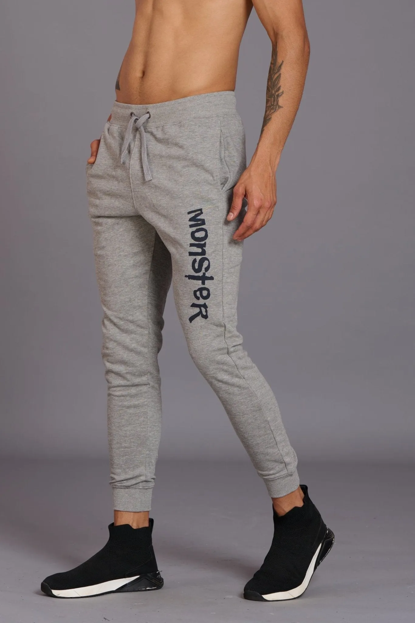 Monster Printed Grey Joggers for Men