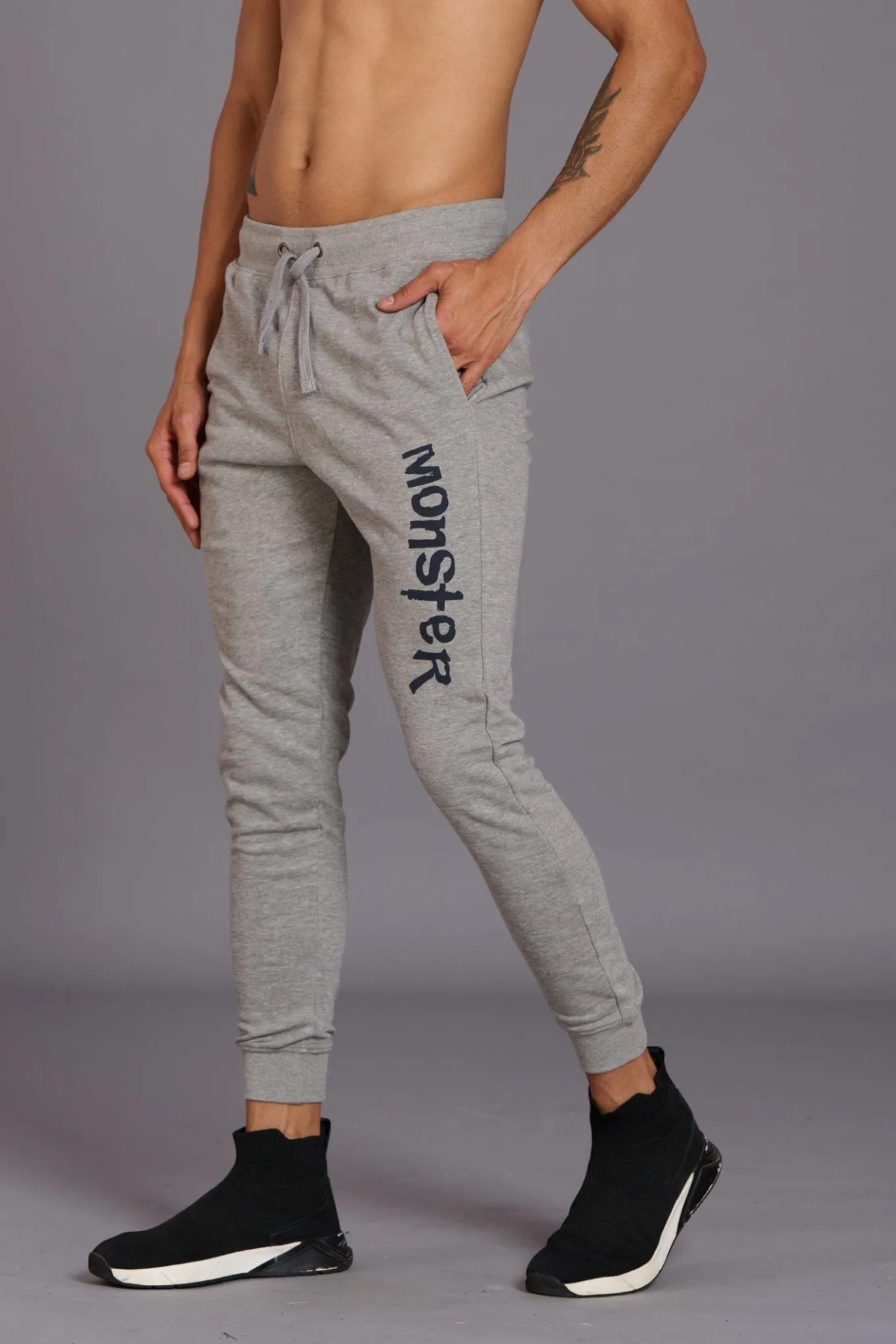 Monster Printed Grey Joggers for Men