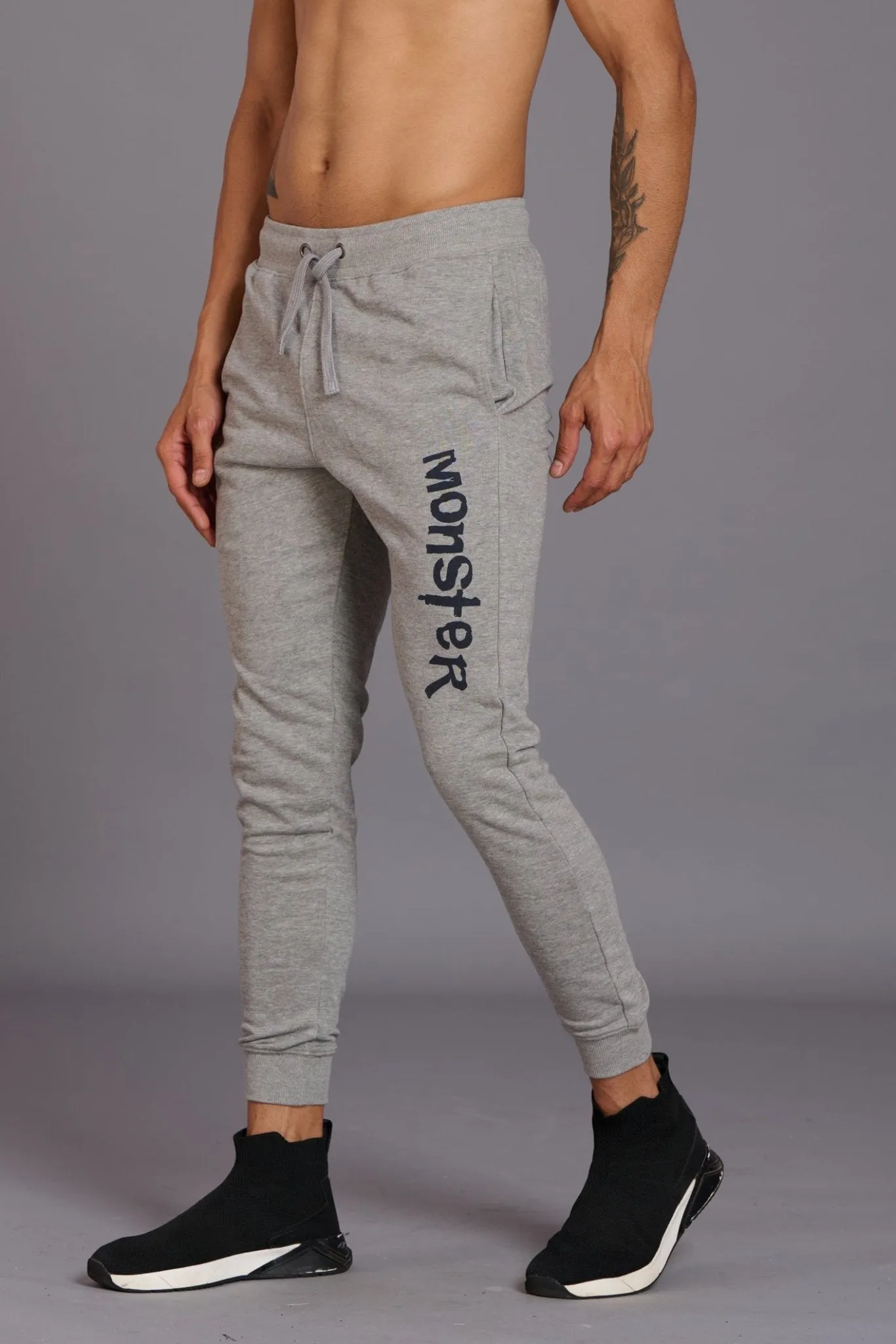 Monster Printed Grey Joggers for Men