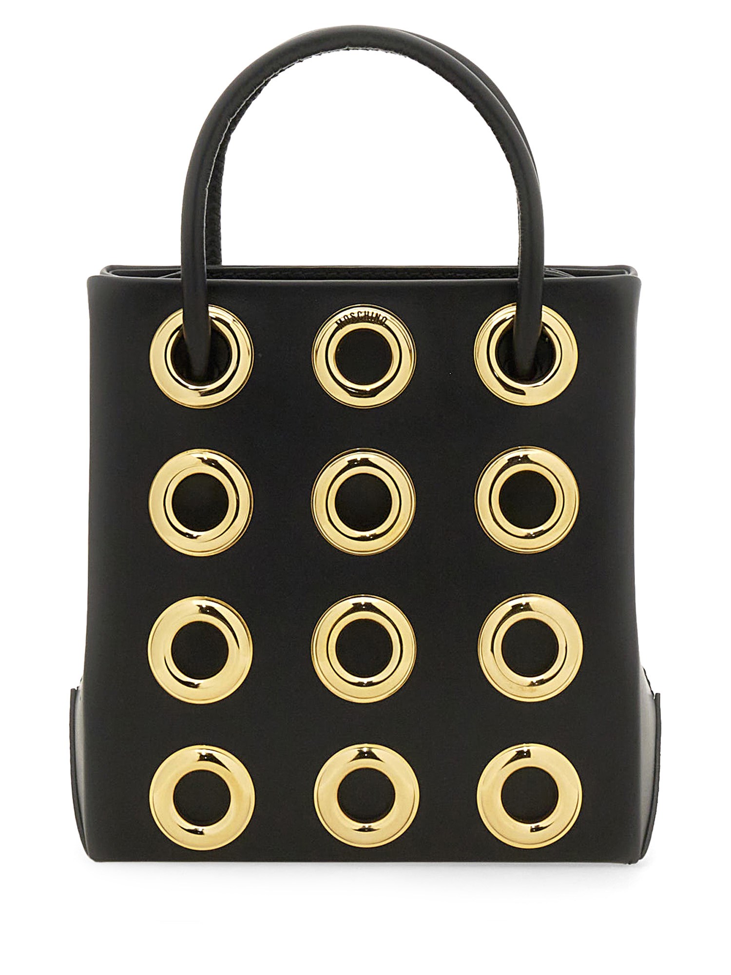 Metal Eyelets Leather Bag by Moschino