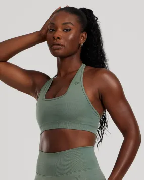 Motion Seamless Halter Bra | Sage