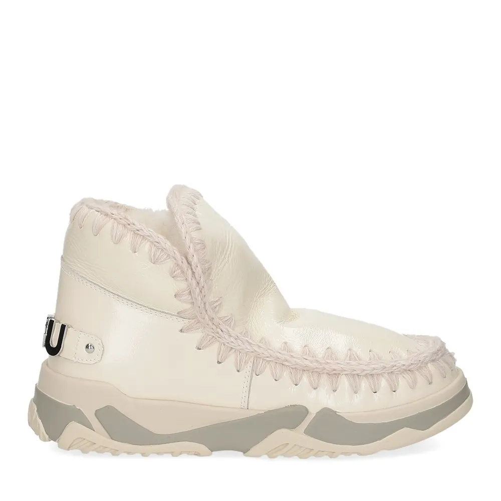 Mou Eskimo Trainer rhinestone logo white patent - Al Siletto | Al Siletto