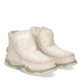 Mou Eskimo Trainer rhinestone logo white patent - Al Siletto | Al Siletto