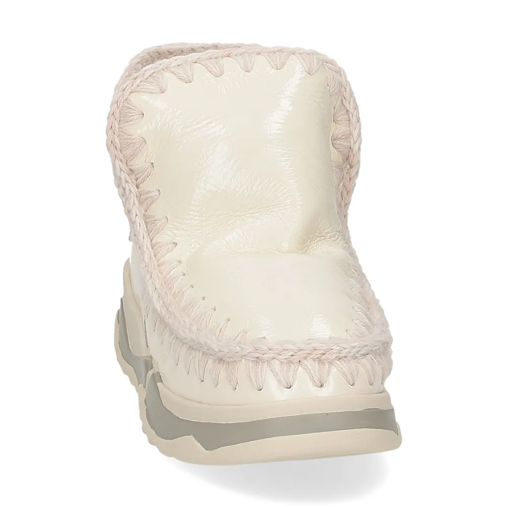 Mou Eskimo Trainer rhinestone logo white patent - Al Siletto | Al Siletto