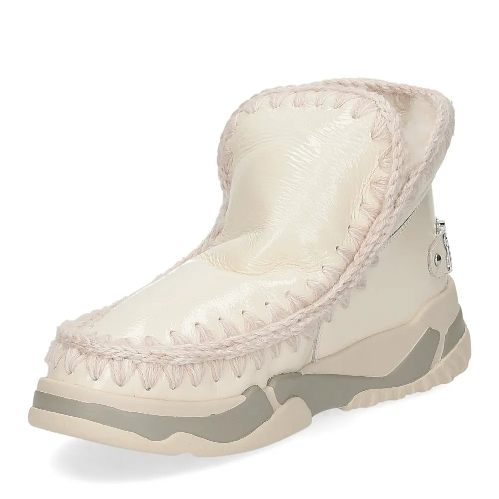 Mou Eskimo Trainer rhinestone logo white patent - Al Siletto | Al Siletto