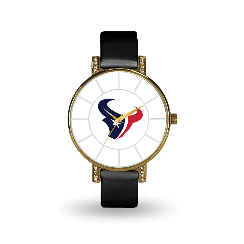 Houston Texans Black Leather Lunar Watch for Women by NFL