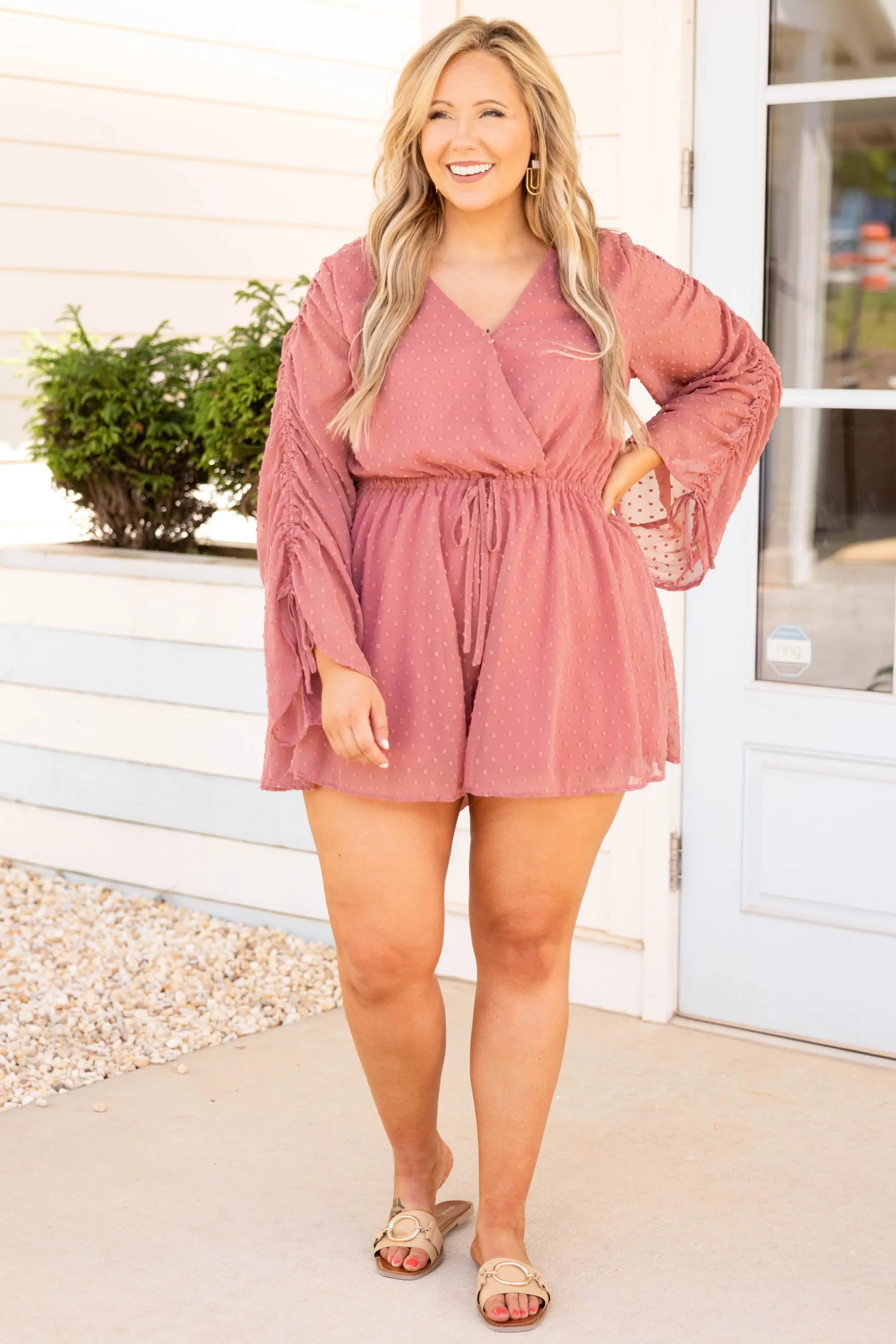 Night Lights Romper Mauve - Trendy Women's Jumpsuit for Night Out