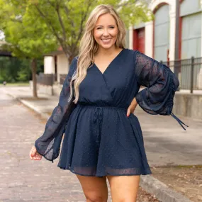 Night Lights Romper, Navy –> Navy Romper Night Lights