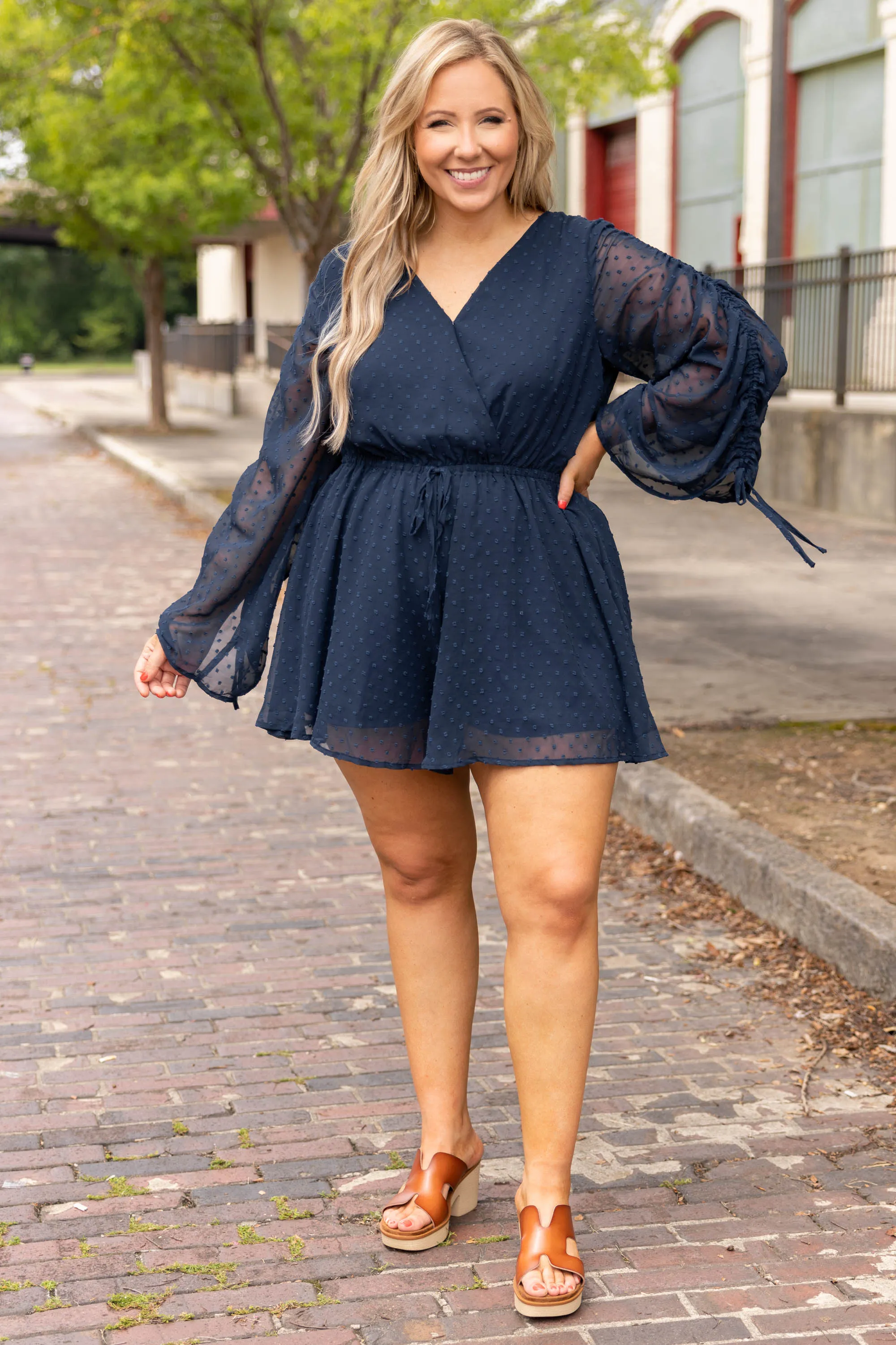 Night Lights Romper, Navy –> Navy Romper Night Lights