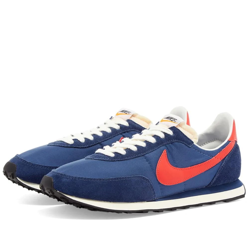 Nike Waffle Trainer 2 in Midnight Navy, Orange, and Mystic