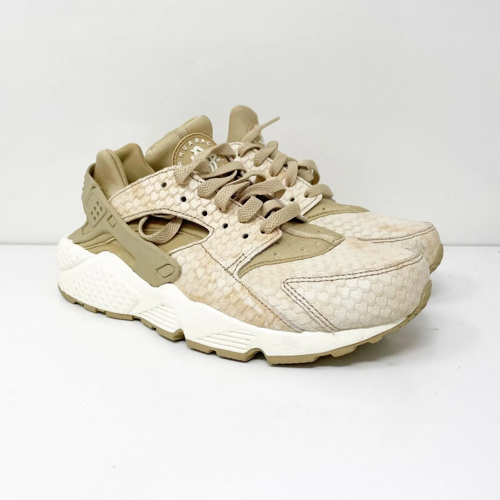 Nike Womens Air Huarache Run Prm 683818-201 Beige Running Shoes Sneakers Size 8