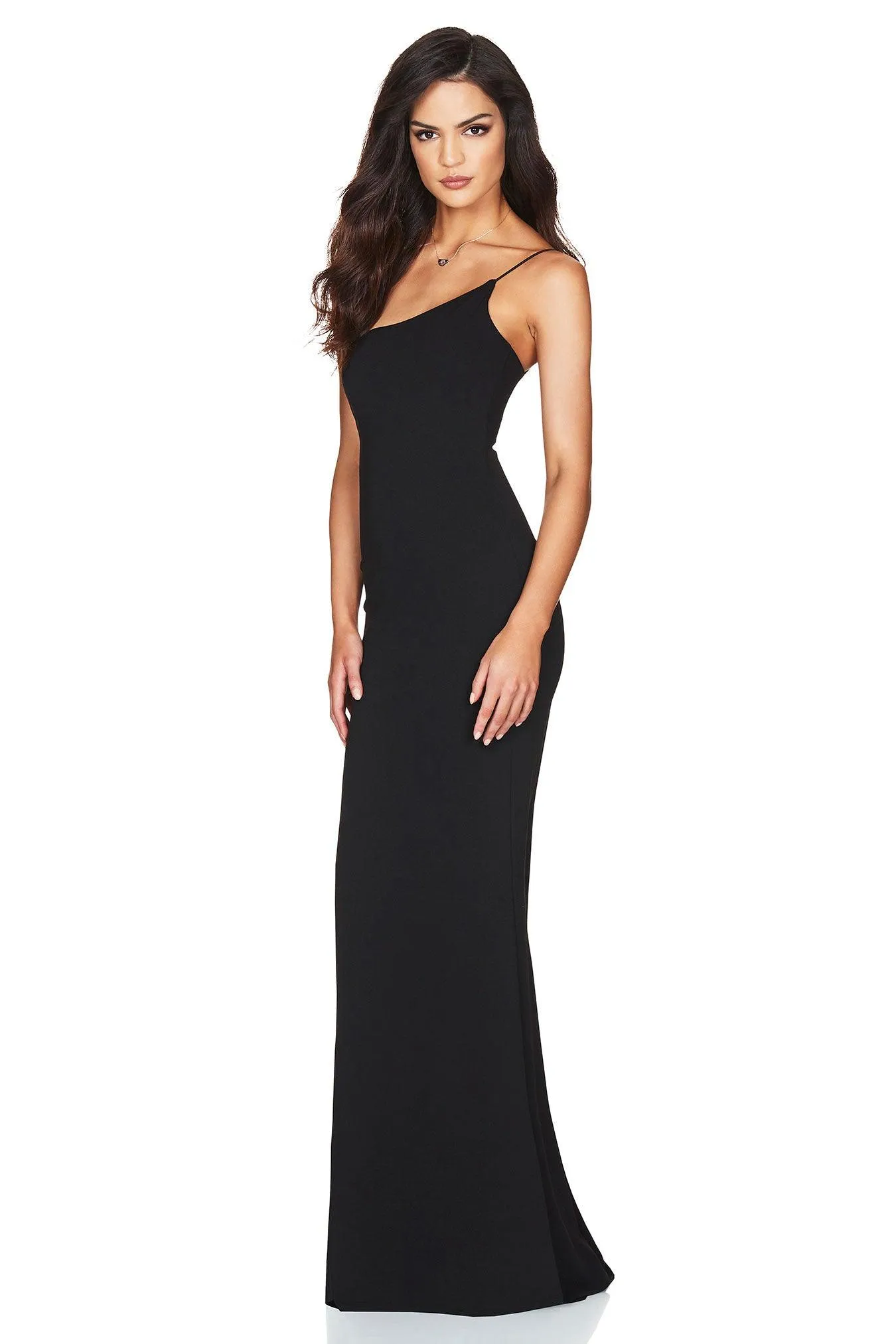 Black Jasmine One Shoulder Gown