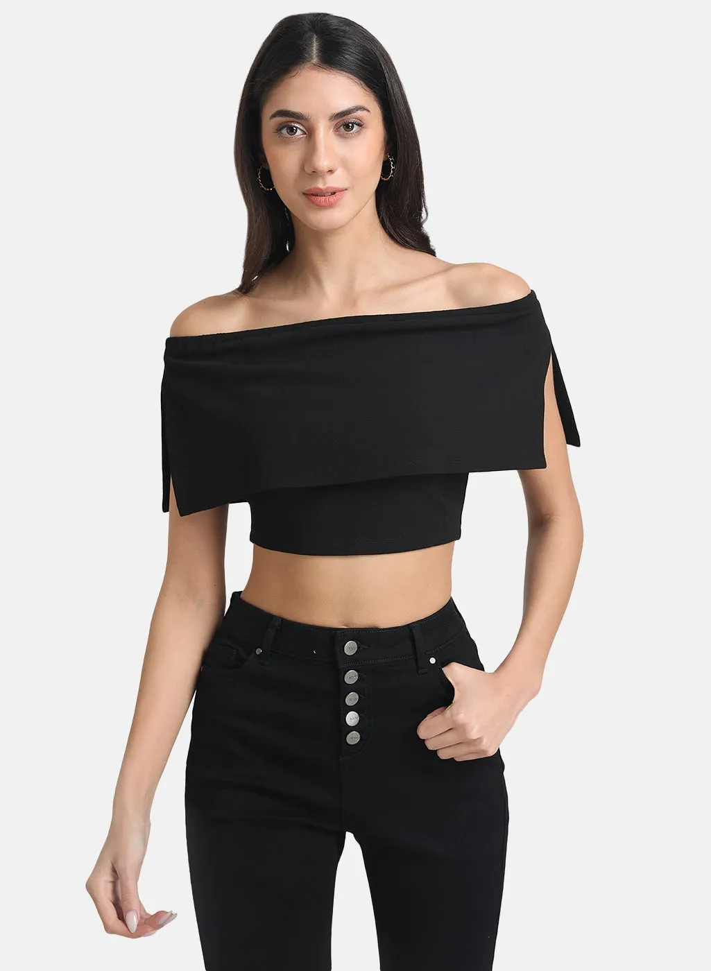 Crop Top With Overlay Off-Shoulder