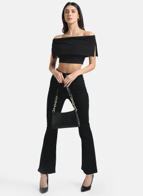 Crop Top With Overlay Off-Shoulder