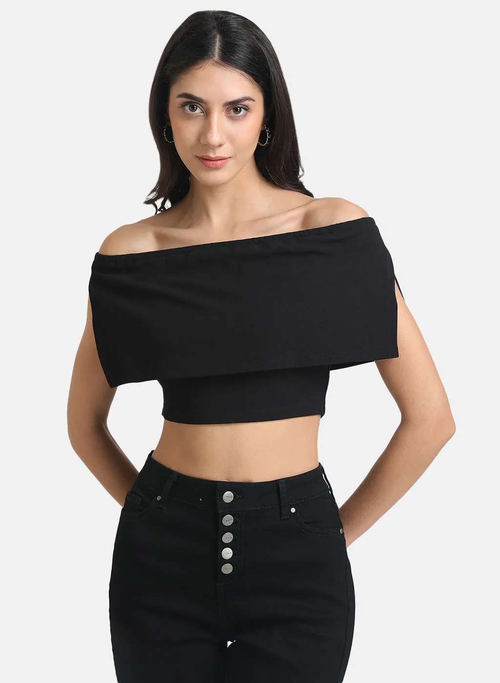 Crop Top With Overlay Off-Shoulder