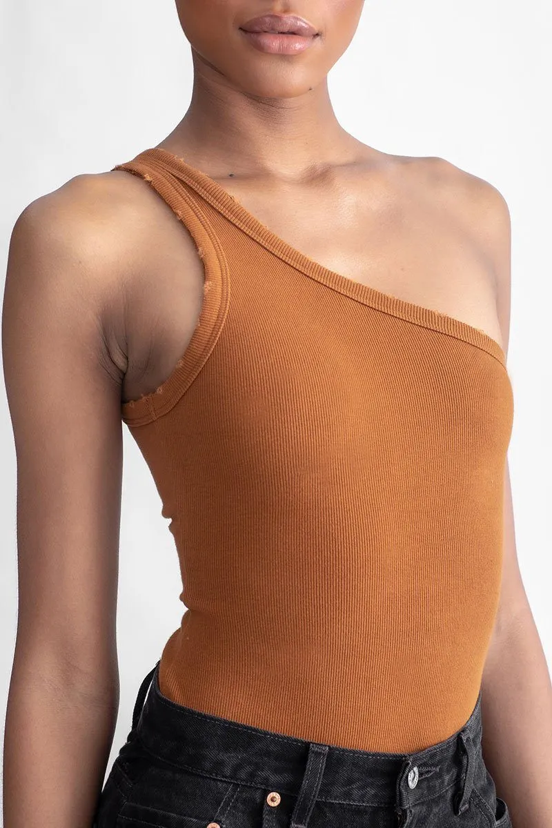 One Shoulder Bodysuit Cinnamon