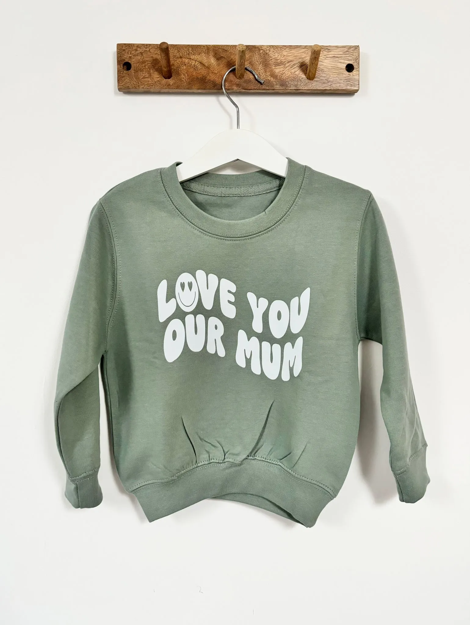 Kids Cool Green Albie 'Love You Mum' Sweatshirt.