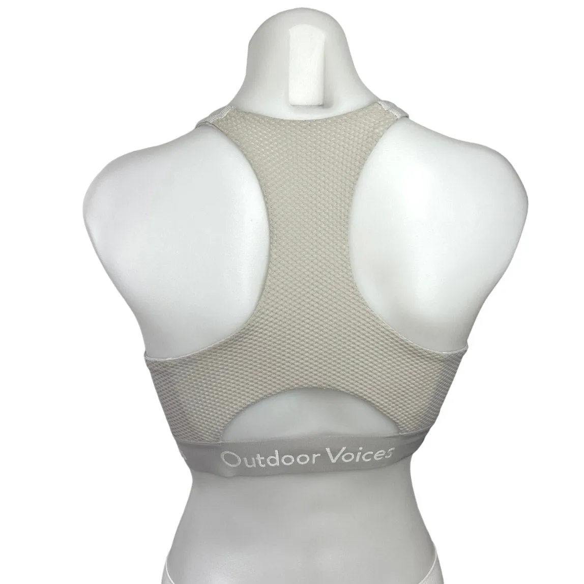 Outdoor Voices White Scoop Neck Racerback Cutout Yoga Athletic Sports Bra Size S