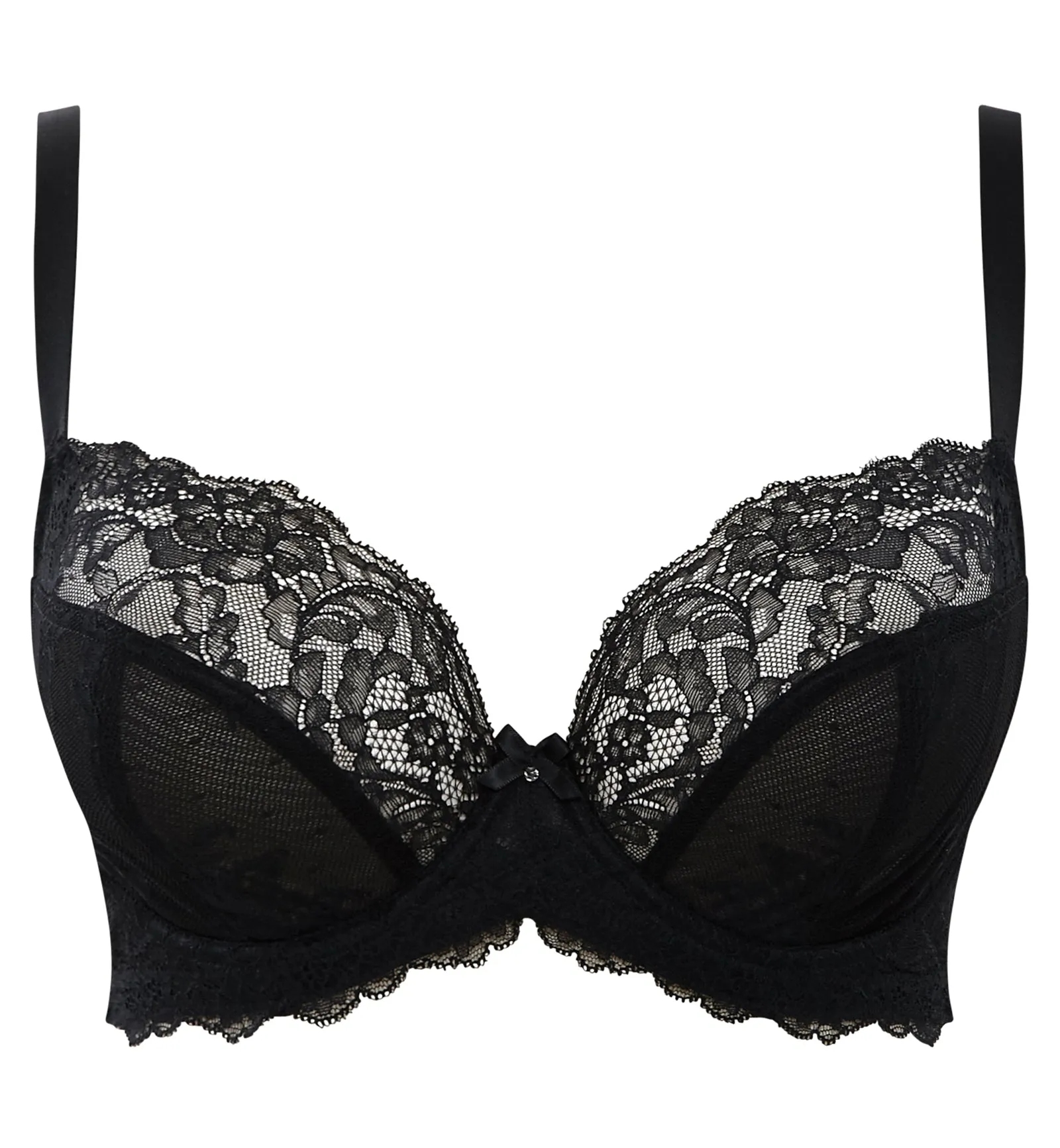 Ana Lace Plunge Underwire Bra Black