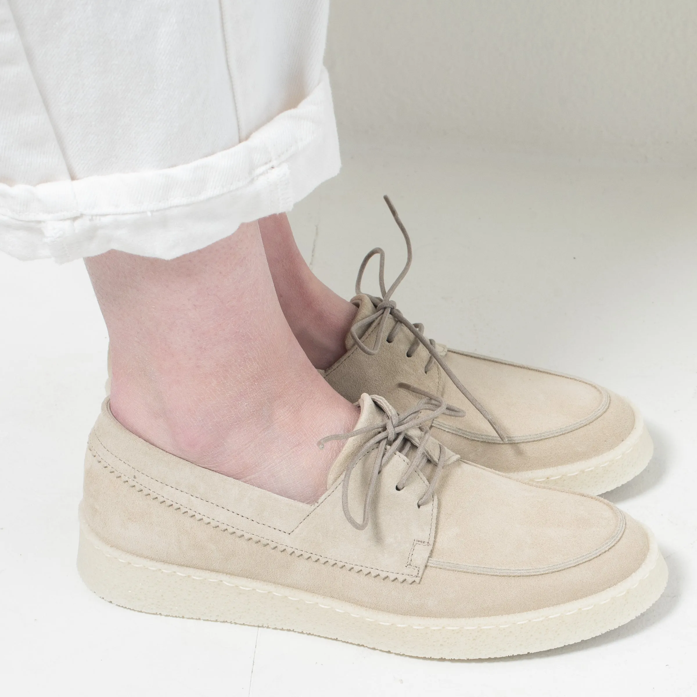 Pantanetti Sporty Boat Shoe Stone Beige Suede - Sale