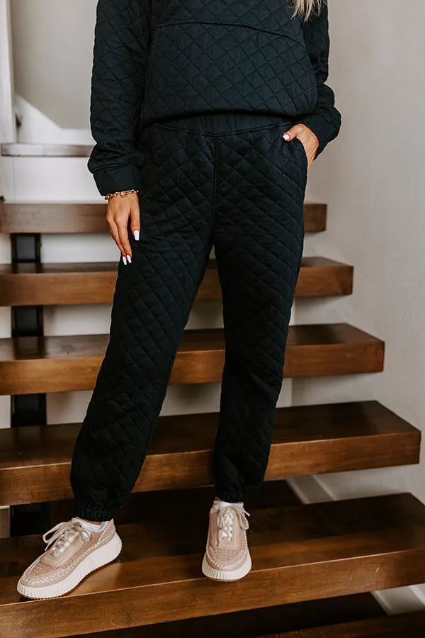 Paris Mornings Quilted Joggers In Black