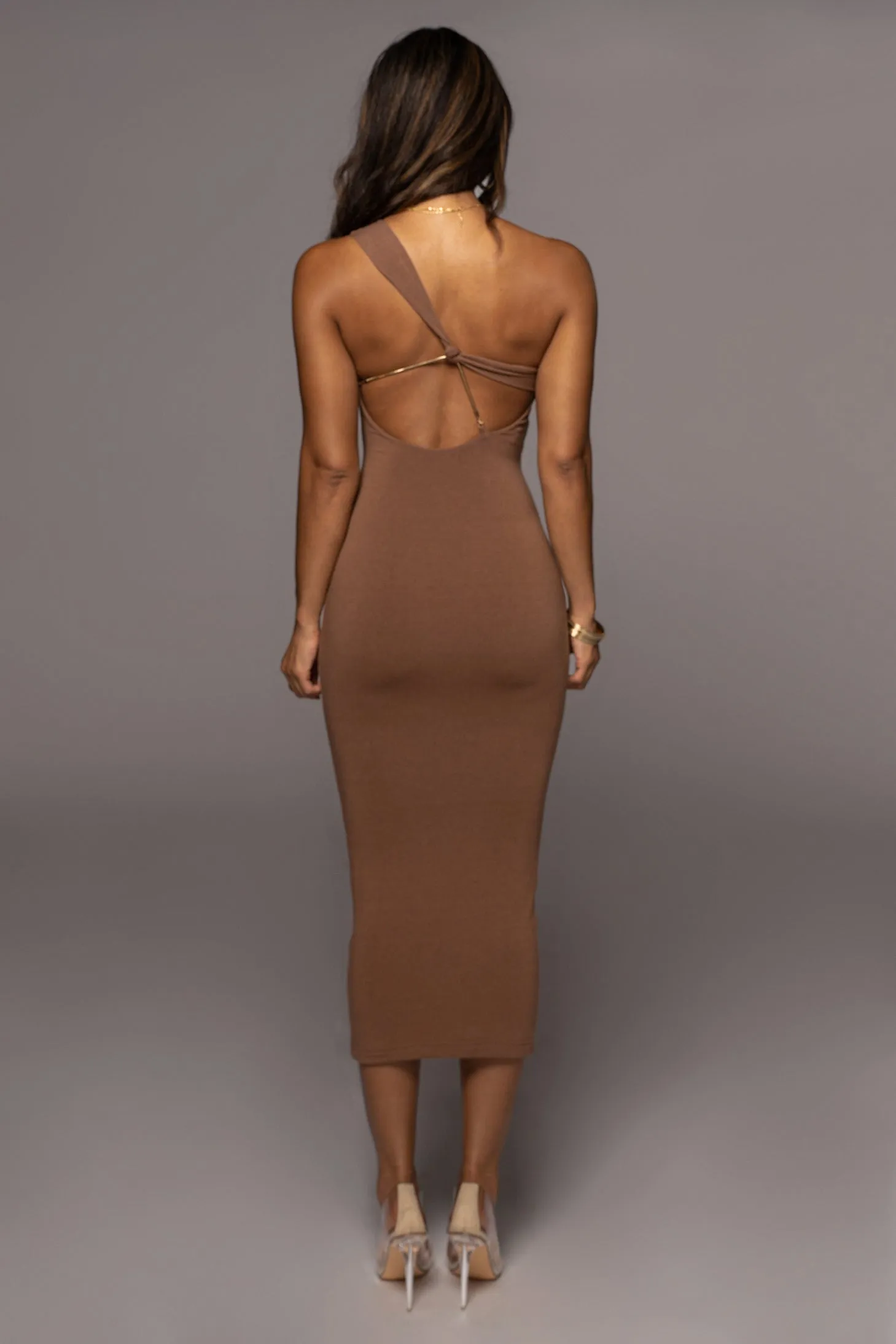 Pecan Meara One Shoulder Dress