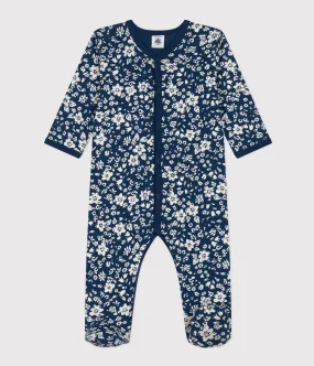 Petit Bateau Baby Girl  Front Snap Flower Blossom Footie