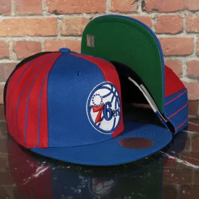 Philadelphia 76ers Pinstripe Green Bottom Snapback Hat by Mitchell and Ness