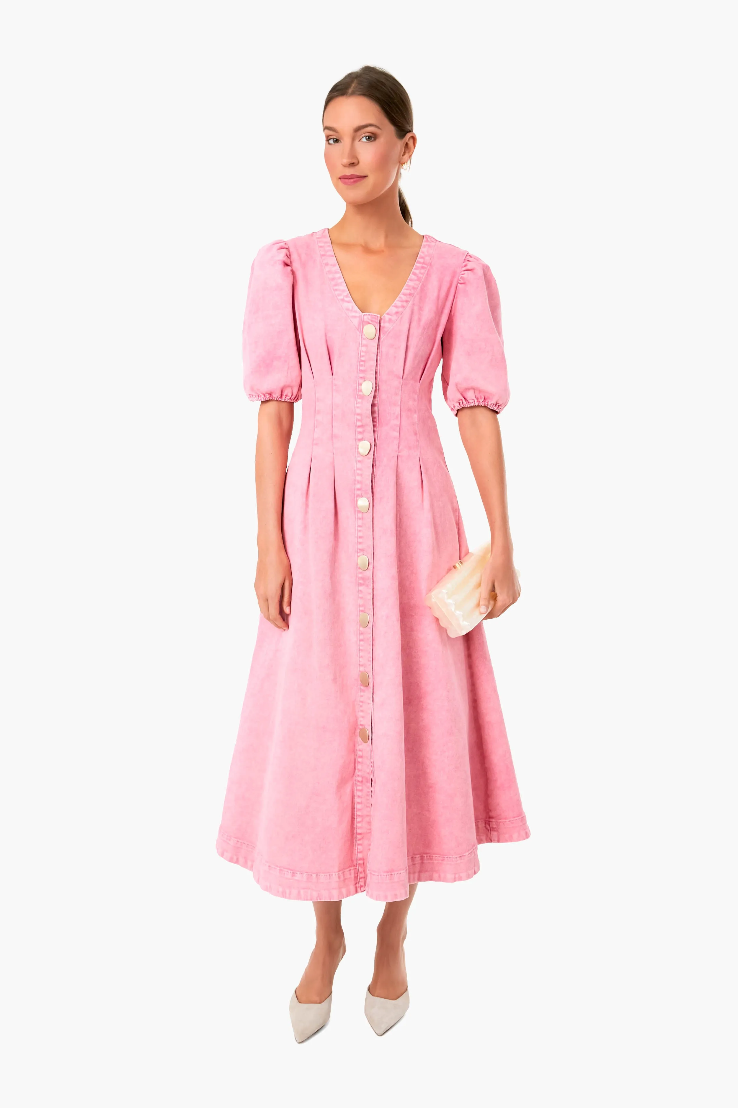 Pink Denim Madeline Midi Dress