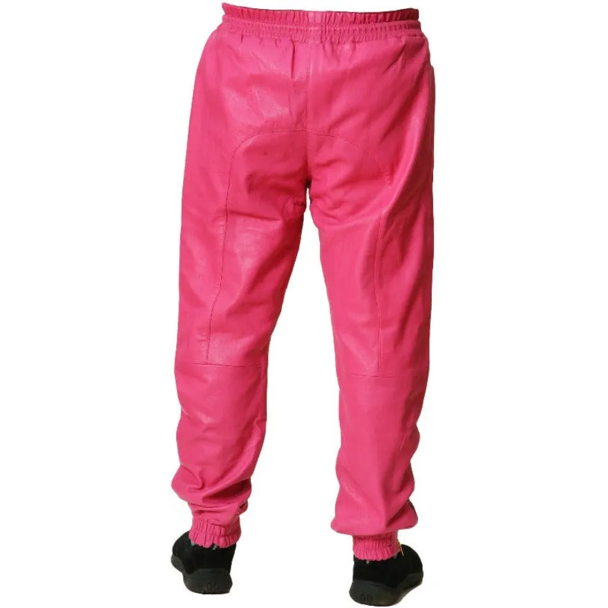 Pink Leather Joggers