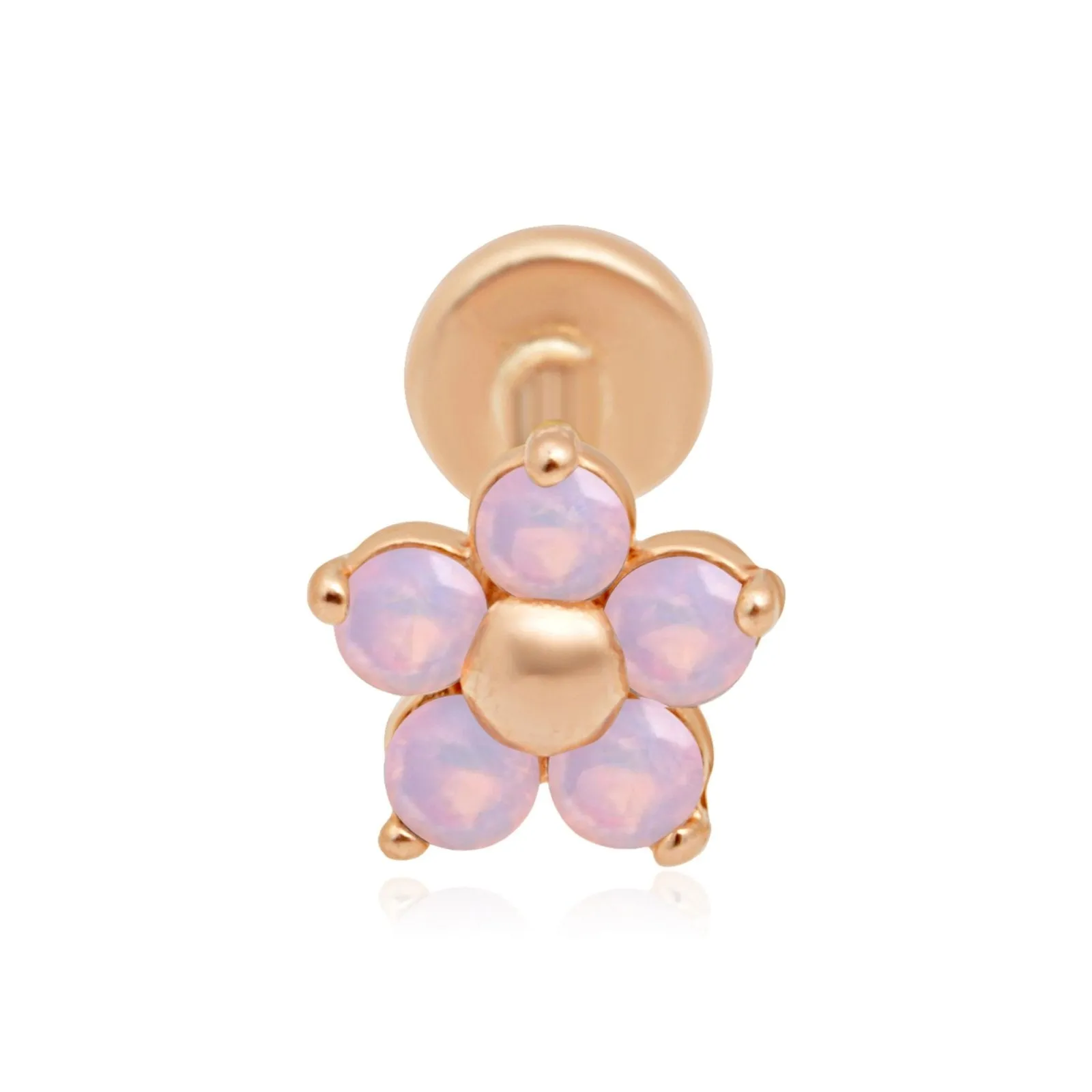 Pink Opal Flower Flat Back Stud