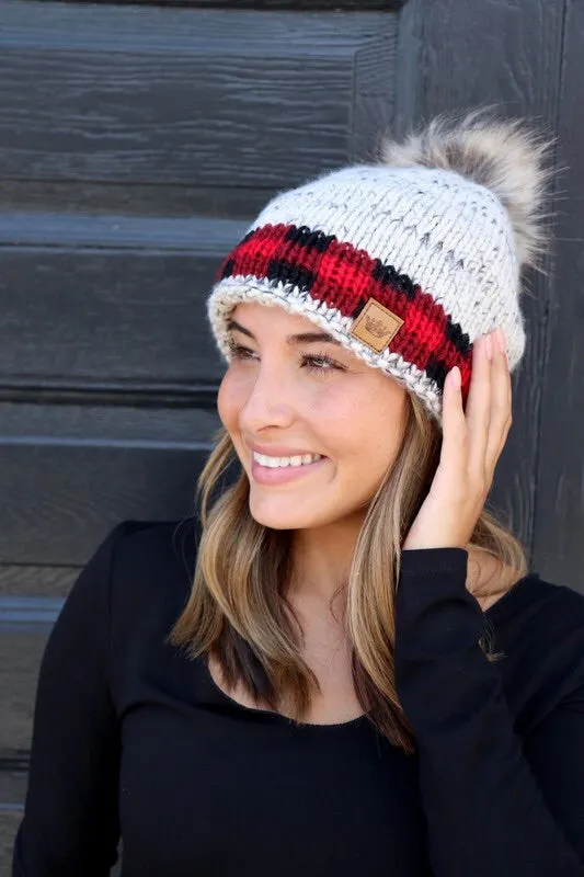 Plaid Accent Knit Hat