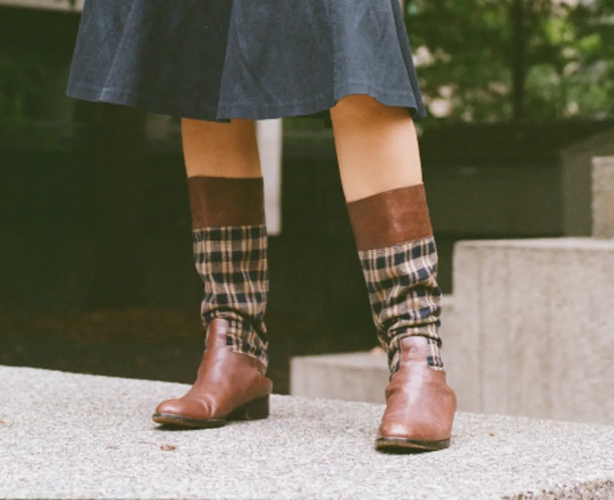 Plaid Tall Riding Boots