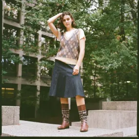 Plaid Tall Riding Boots