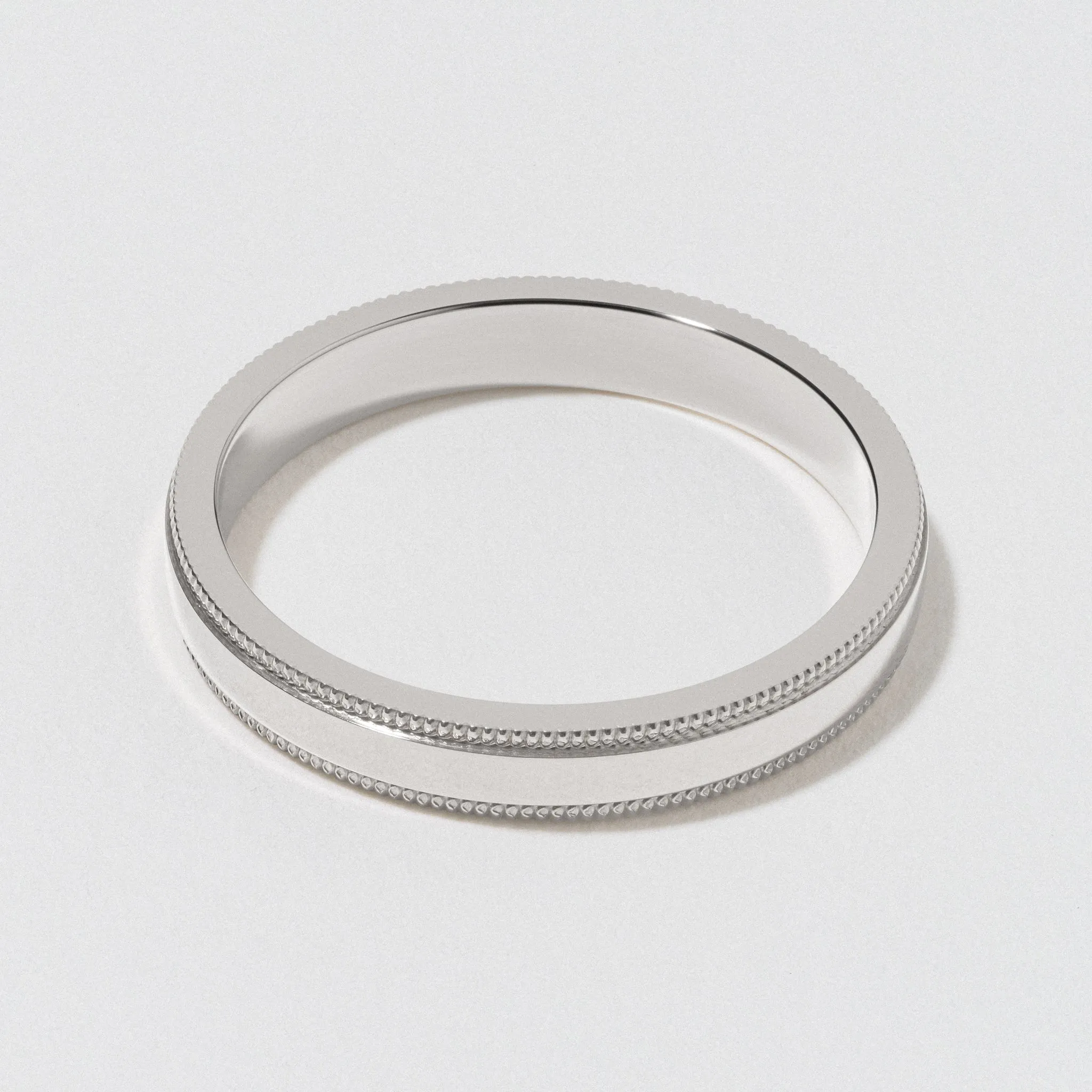 Platinum Flat Milgrain Wedding Band - Polished 3mm