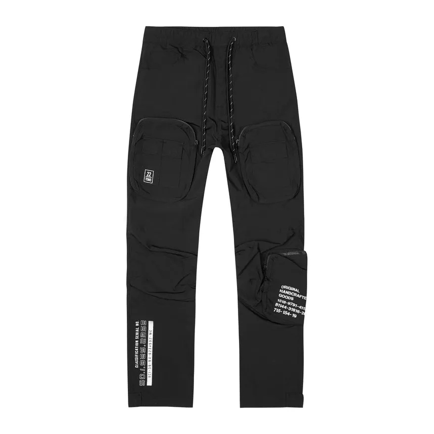 Printed Utility Windbreaker Joggers - Black