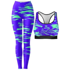 Purple Mint Rave Zebra Stripe Rave Bra and Leggings Combo