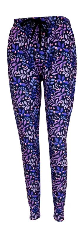 Purple Floral Print Sweatpants