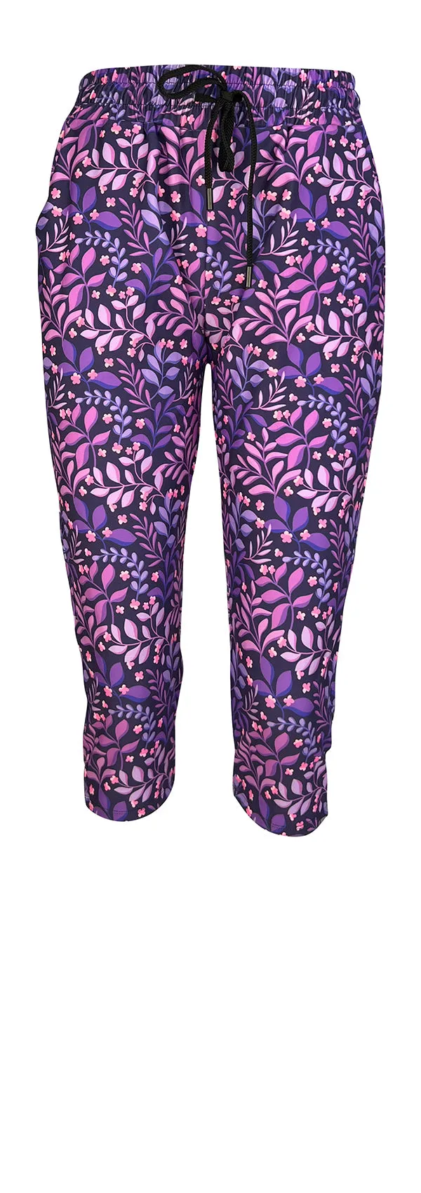 Purple Floral Print Sweatpants